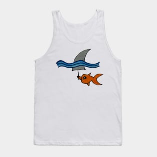 Goldfish swimming with a shark fin Tank Top